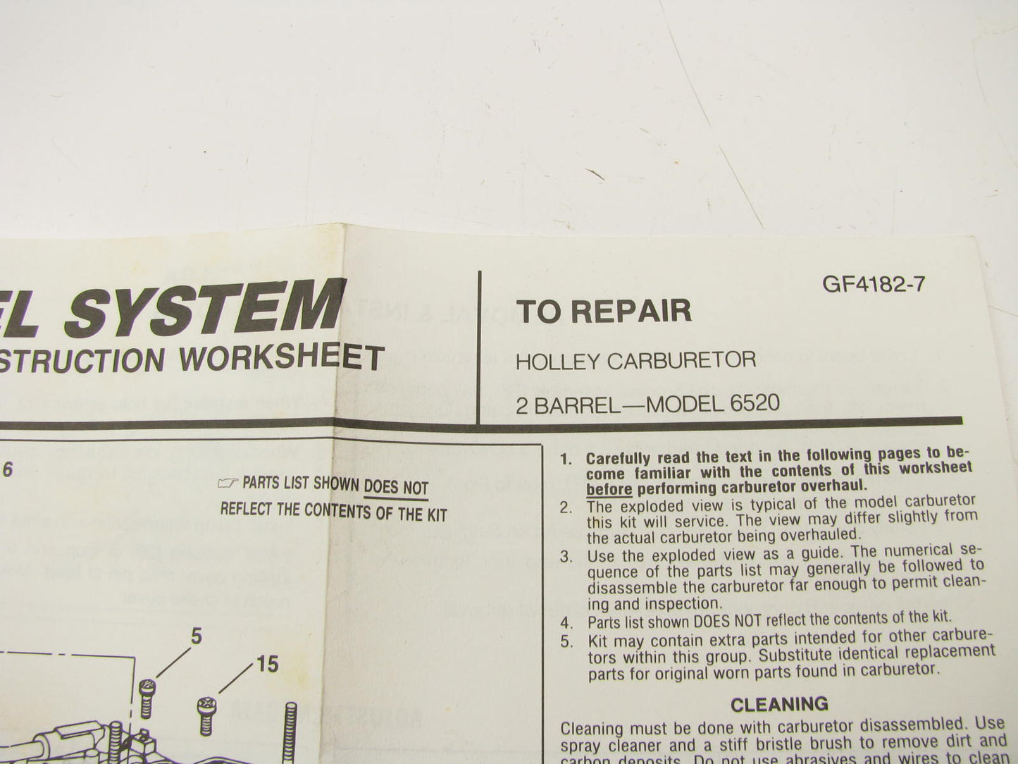 Gp Sorensen 96-425 Carburetor Rebuild Kit For Holley 6520