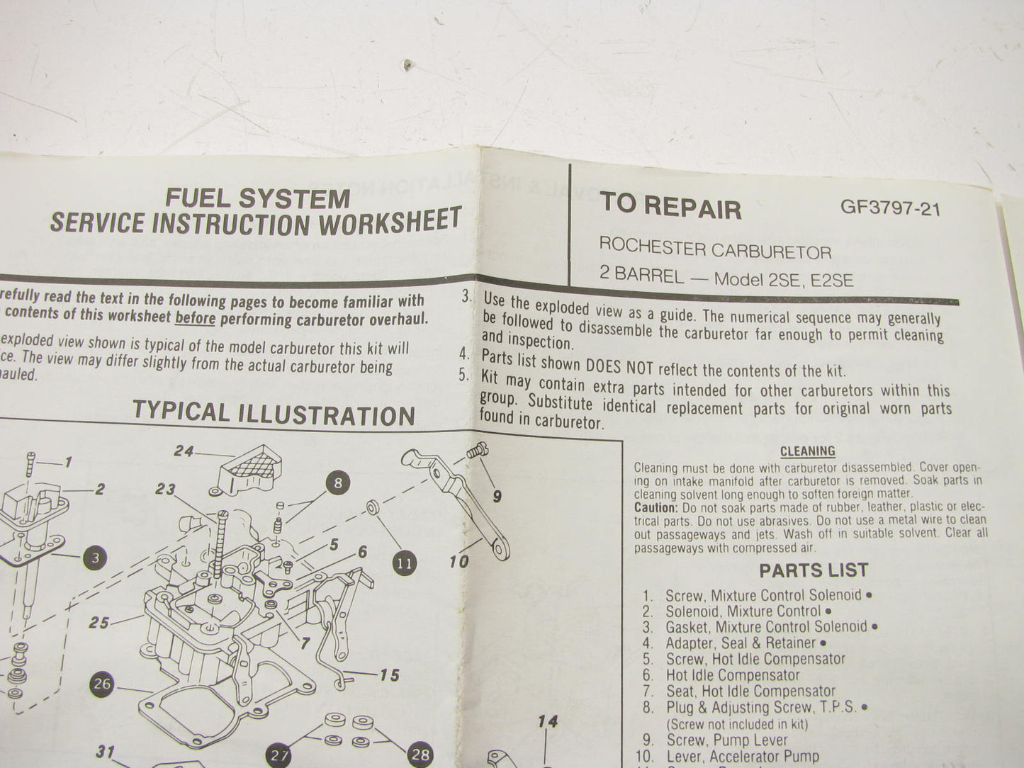 Gp Sorensen 96-428 Carburetor Rebuild Kit for 1981 GM Rochester 2-BBL 2SE E2SE