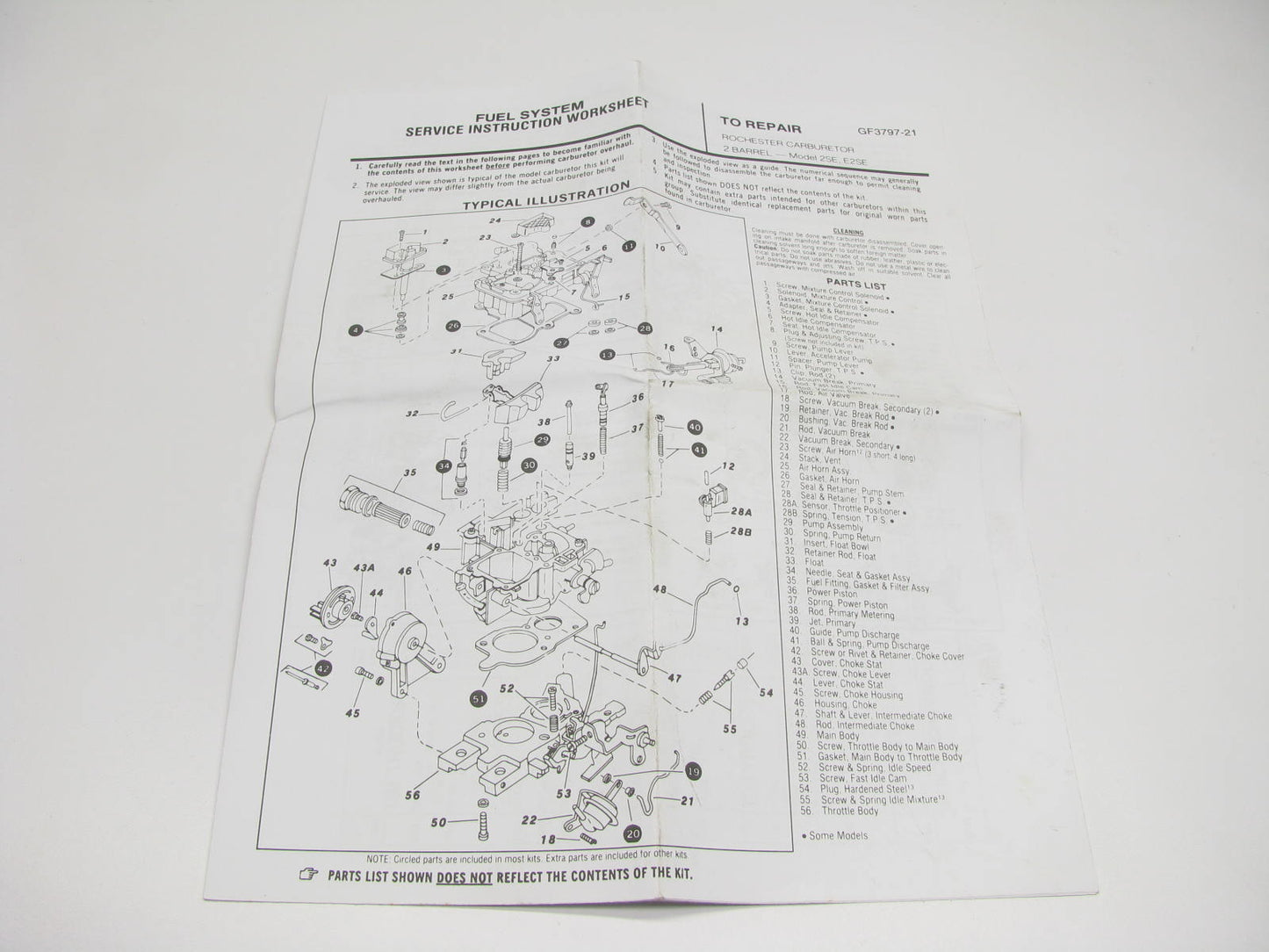 Gp Sorensen 96-440 Carburetor Rebuild Kit