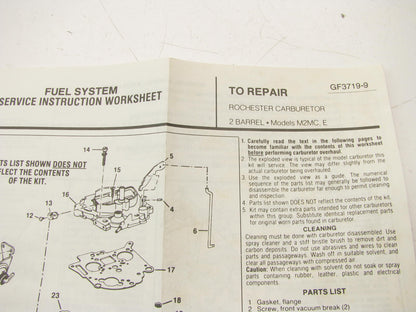 Gp Sorensen 96-490 Carburetor Rebuild Kit for 1981-1982 GM Rochester M2MC M2ME