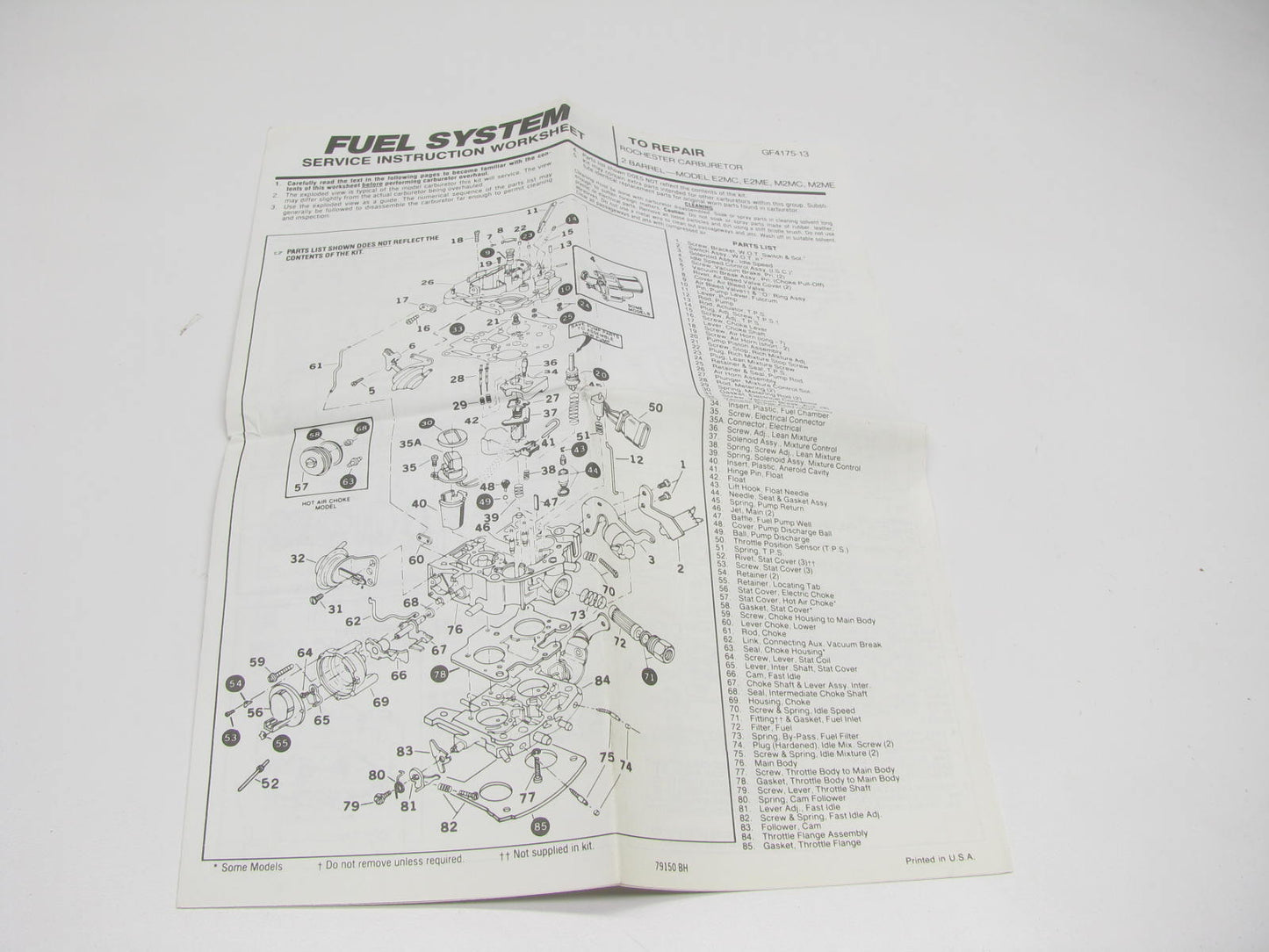 Gp 96-417A Carburetor Rebuild Kit