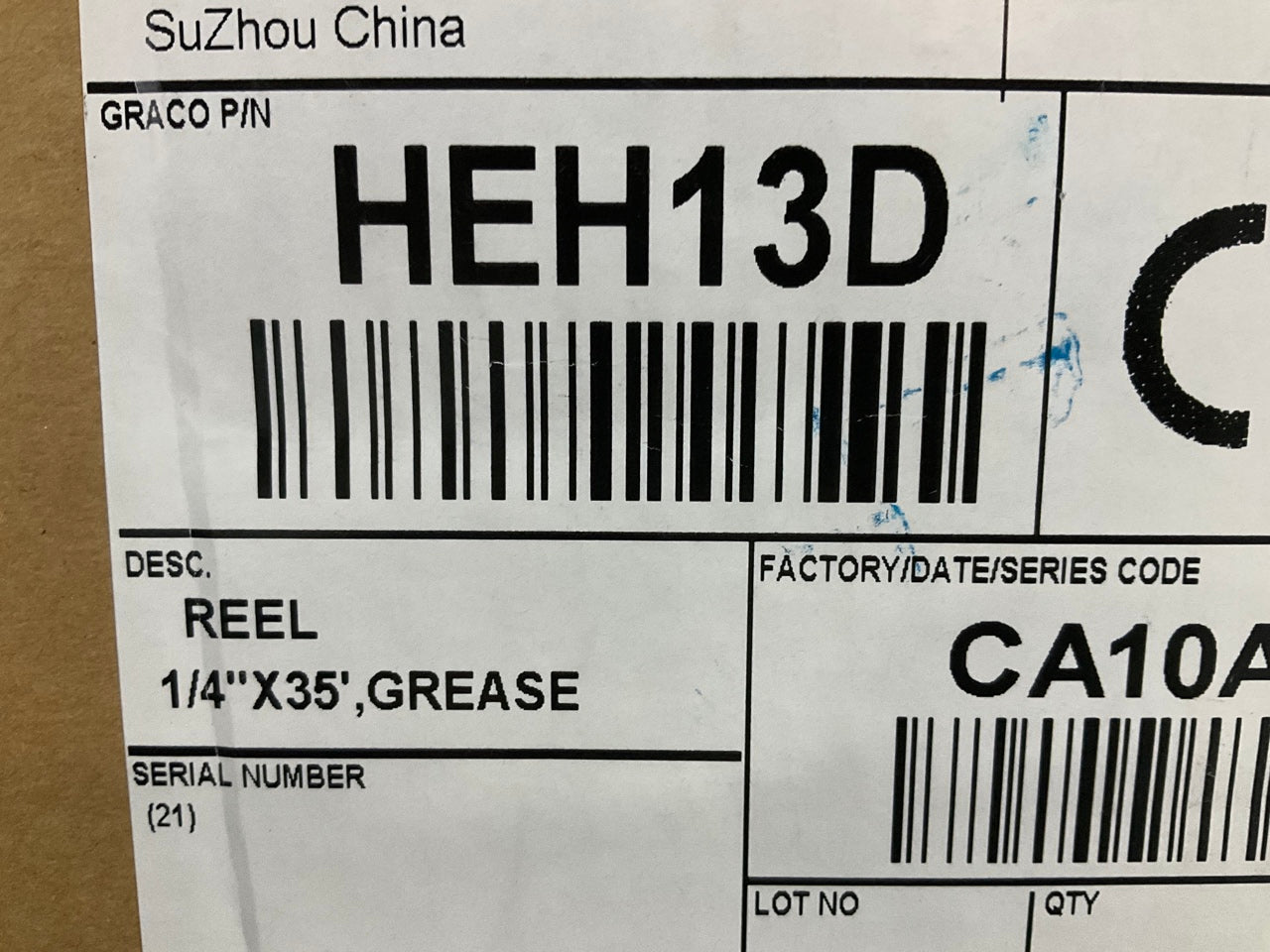 Graco HEH13D LD Series Enclosed Hose Reel For Grease Lube With 1/4'' X 35 FT Hose