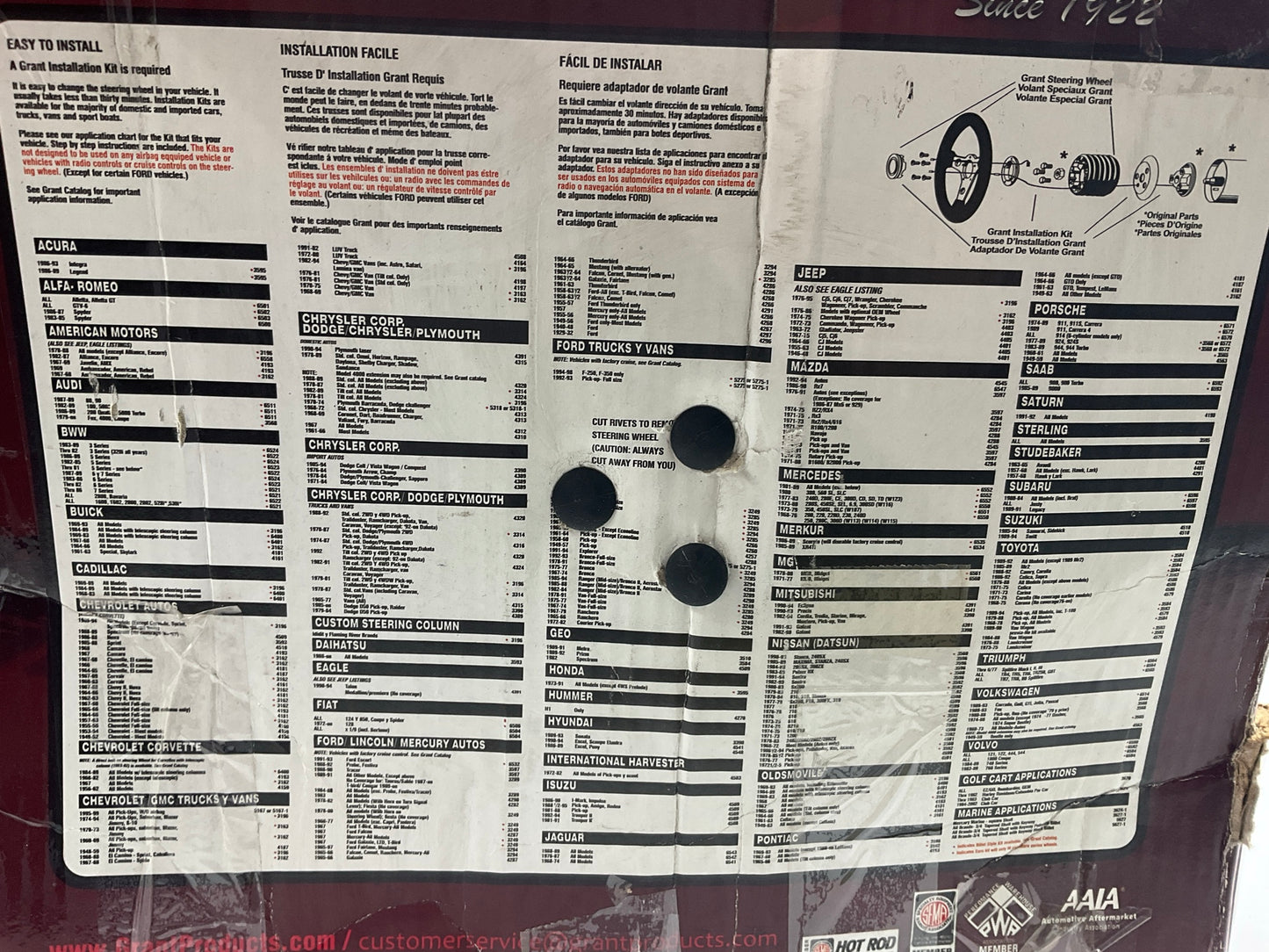 Missing Horn, Cosmetic Damage, See Photos Grant 838 13.5'' Classic Steering Wheel