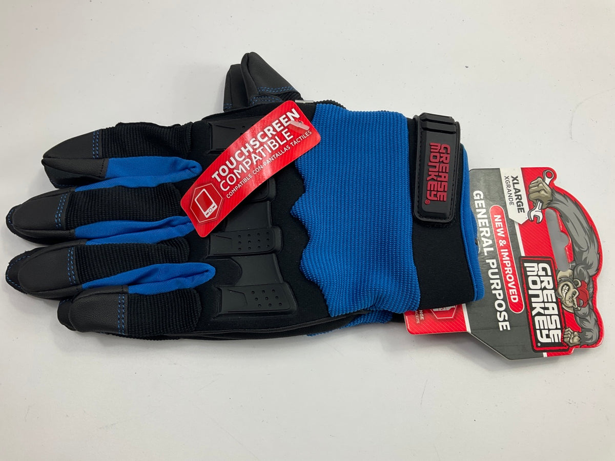 Grease Monkey 23923 General Purpose Gloves, X-large, Blue And Red