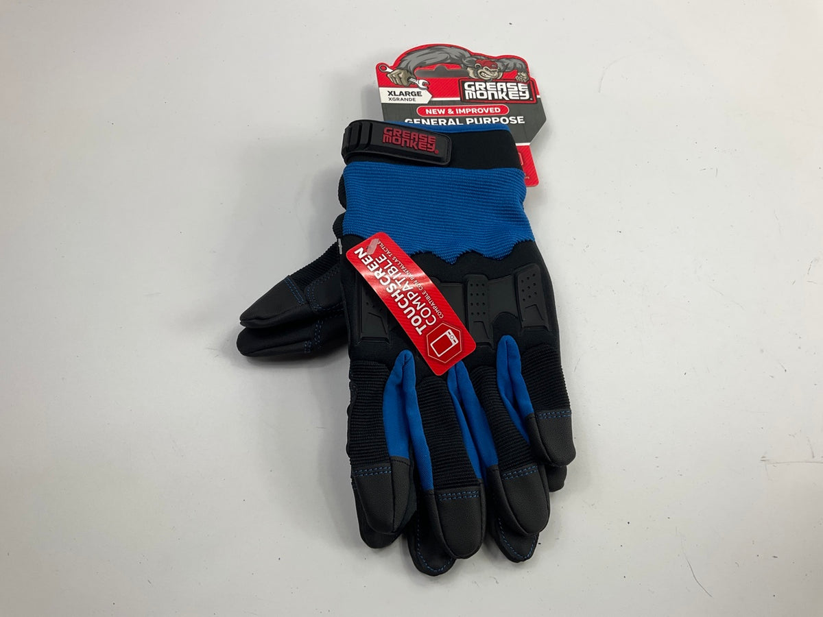 Grease Monkey 23923 General Purpose Gloves, X-large, Blue And Red