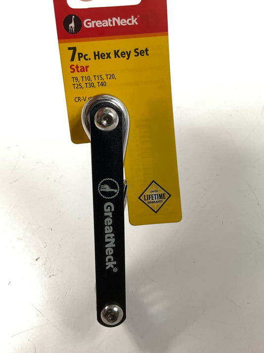 Great Neck 17001 7 PIECE HEX Star Torx Key Set T9, T10, T15, T20, T25, T30, T40