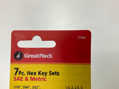 Great Neck 17004 Folding SAE And Metric Hex Key Set