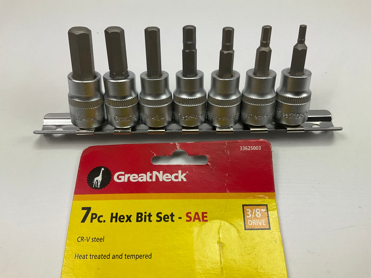 GreatNeck SAE 3/8'' 7-PCs Hex Socket Set  1/8'', 5/32'', 3/16'', 7/32, 1/4, 5/16 3/8
