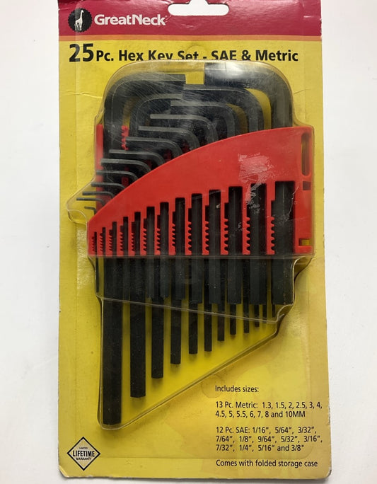 Great Neck 68216 25 Piece Hex Key Set - SAE And Metric