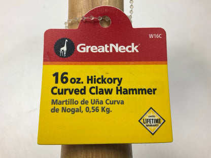 Great Neck W16C Curved Claw Hammer (16 Oz.) With Hickory Handle