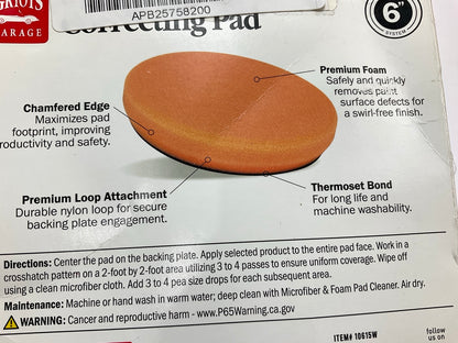 Griot's Garage 10615W 6.5'' Orange Foam Correcting Pads For Buffing
