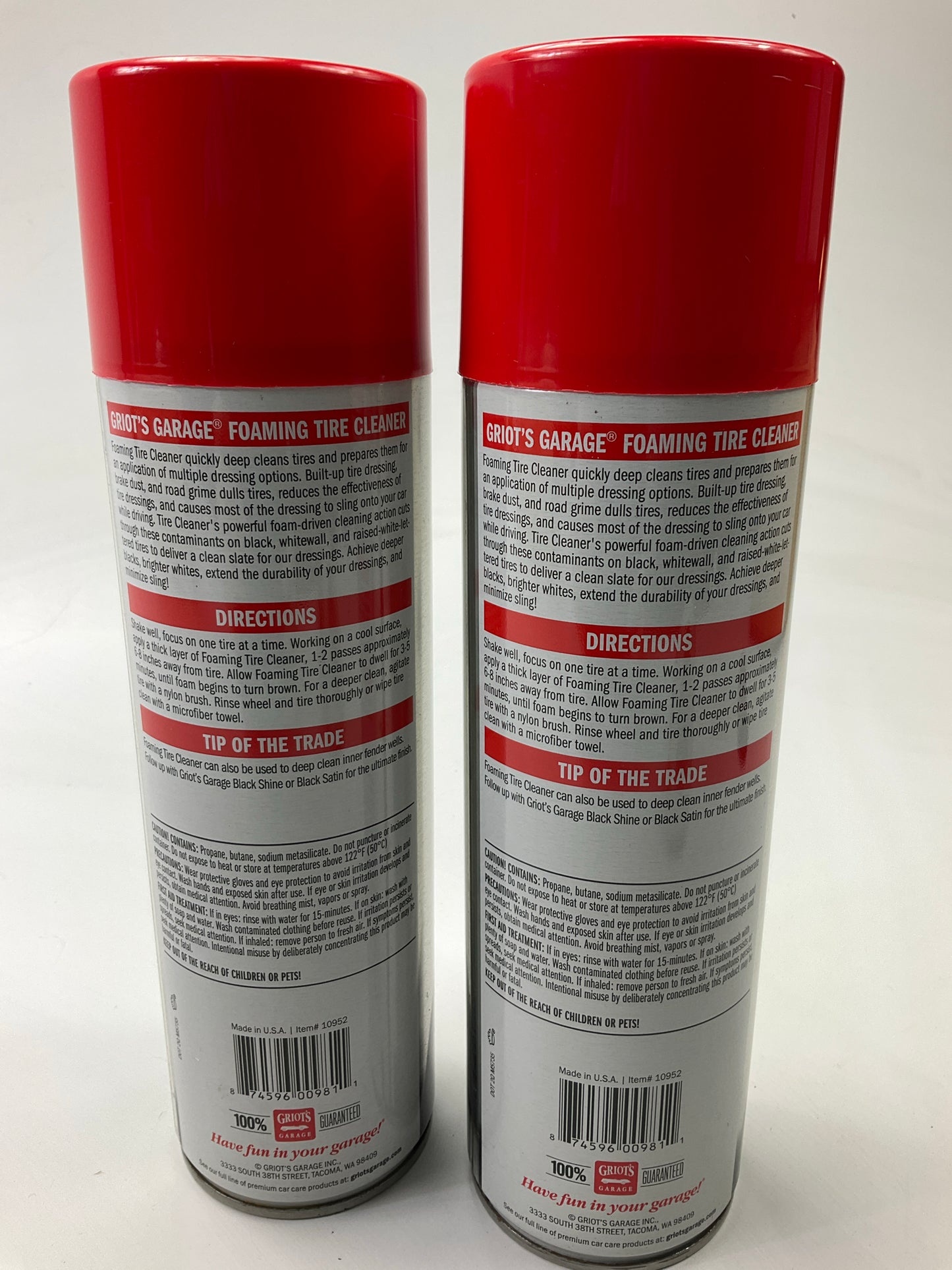 (2) PACK - Griot's Garage 19 Ounce Foaming Tire Cleaner - Blackwall & Whitewall