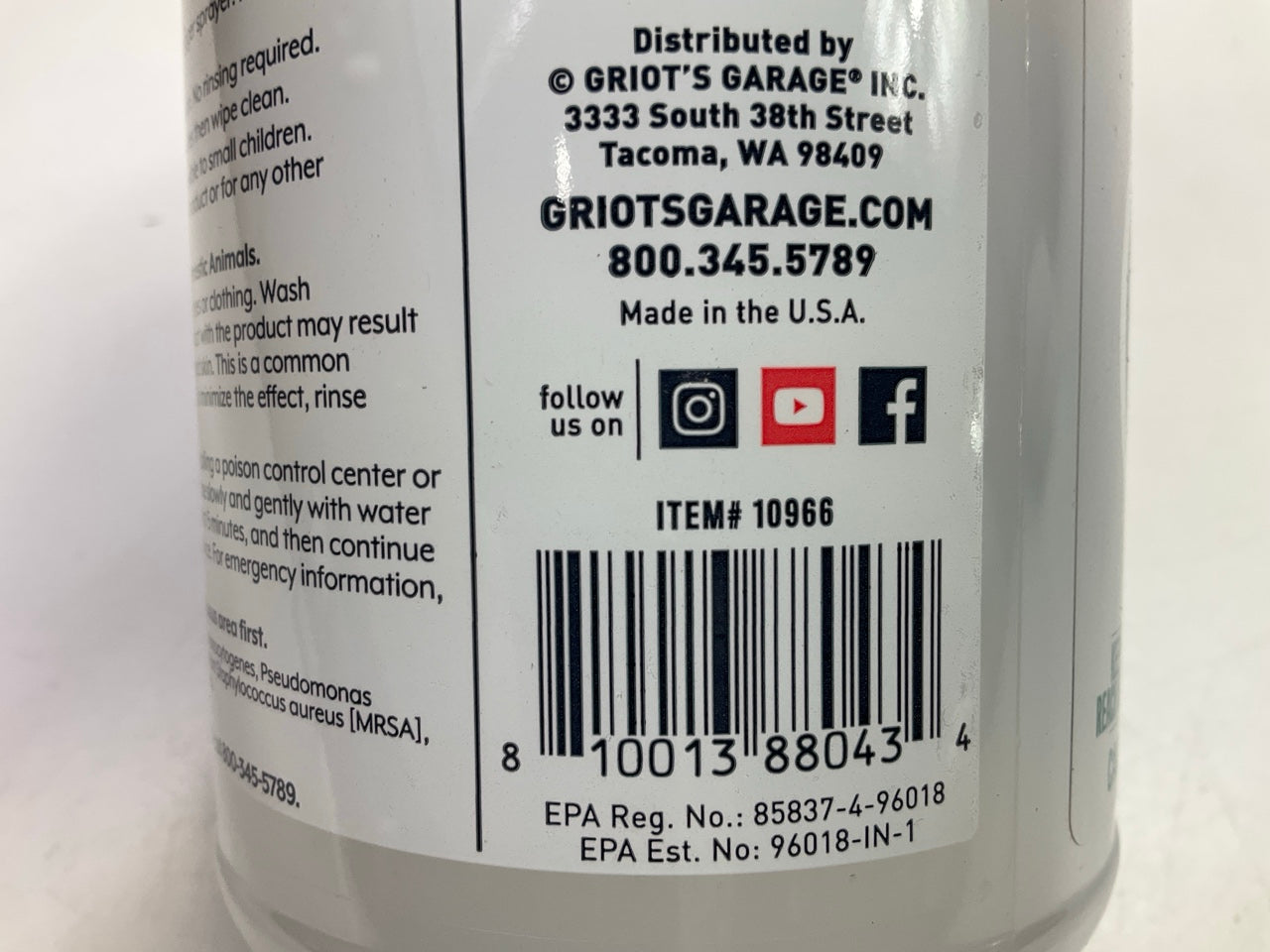 Griot's Garage 10966 Automotive Interior Surface Disinfectant, 22oz Spray