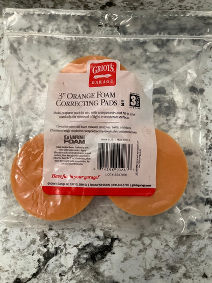 Griot's Garage 11241 3'' Orange Foam Polishing Correcting Pads (Set Of 3)