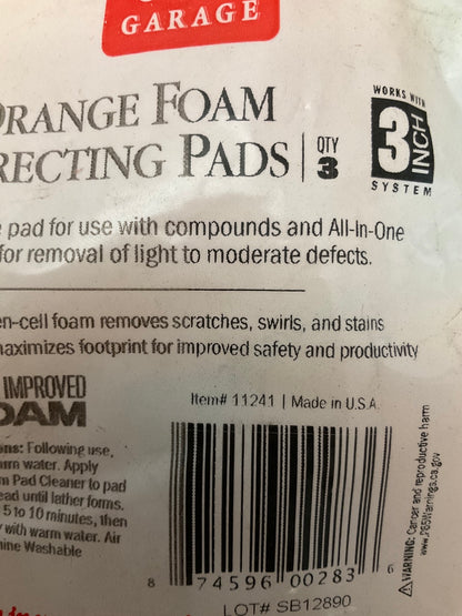 Griot's Garage 11241 3'' Orange Foam Polishing Correcting Pads (Set Of 3)