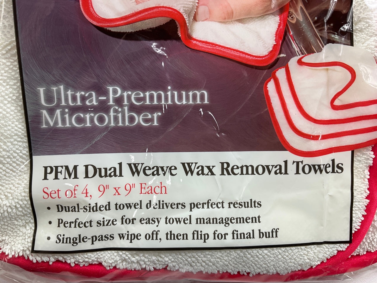 Griots Garage 55525 PFM Dual Weave Wax Removal Towels 9'' X 9'' - Set Of 4