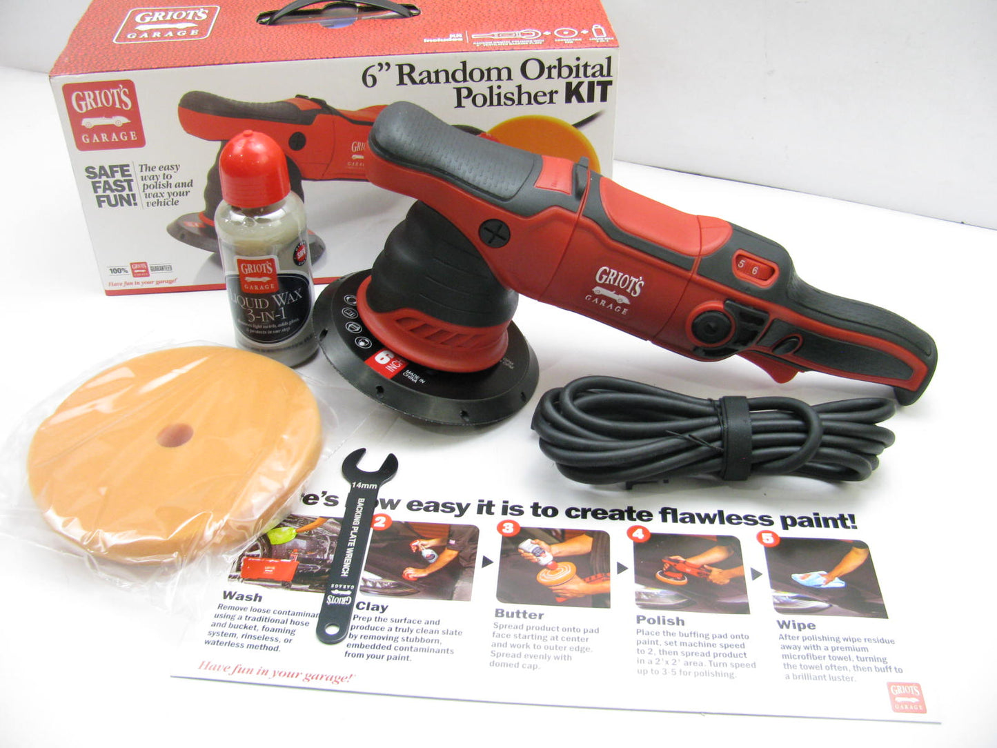 Griot's Garage GG001 6'' Random Orbital Polisher Kit: Includes Wax & Pad Type 2