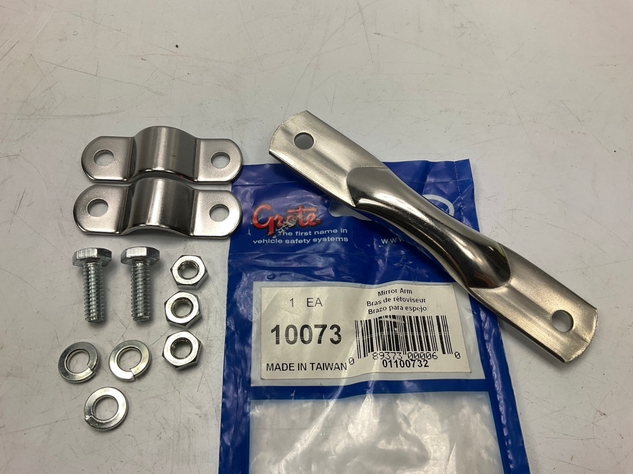 Grote 10073 Extension Arm And Clamp Assembly For Stack Mirrors, Stainless Steel