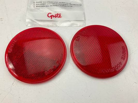 (2) Grote 40052-3 Stick-On Red Round Reflectors, 3'' Diameter