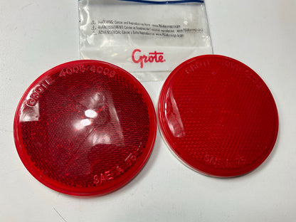 (2) Grote 40062 Sealed 3'' Round Stick-On Reflectors, Red