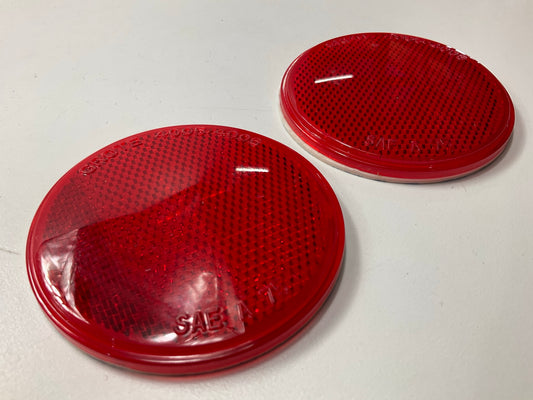 (2) Grote 40062 Sealed 3'' Round Stick-On Reflectors, Red