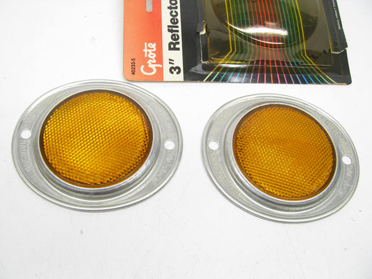 (x2) Grote 40233 Aluminum 3'' Two-Hole Mounting Reflectors Yellow