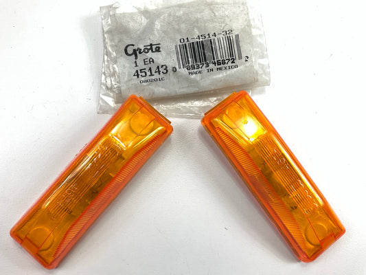 (2) Grote 45143 Amber Clearance Rectangular Marker Light, 24 Volt, Dual Bulb