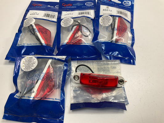 Grote 45512 Red Clearance Marker Light Lamp With Peak Lens (Blunt Cut) - 5 Pack