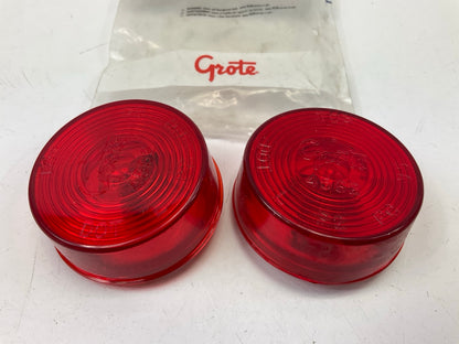 (2) Grote 45822 Round 2'' Clearance / Side Marker Light Lamp - Twist On - RED