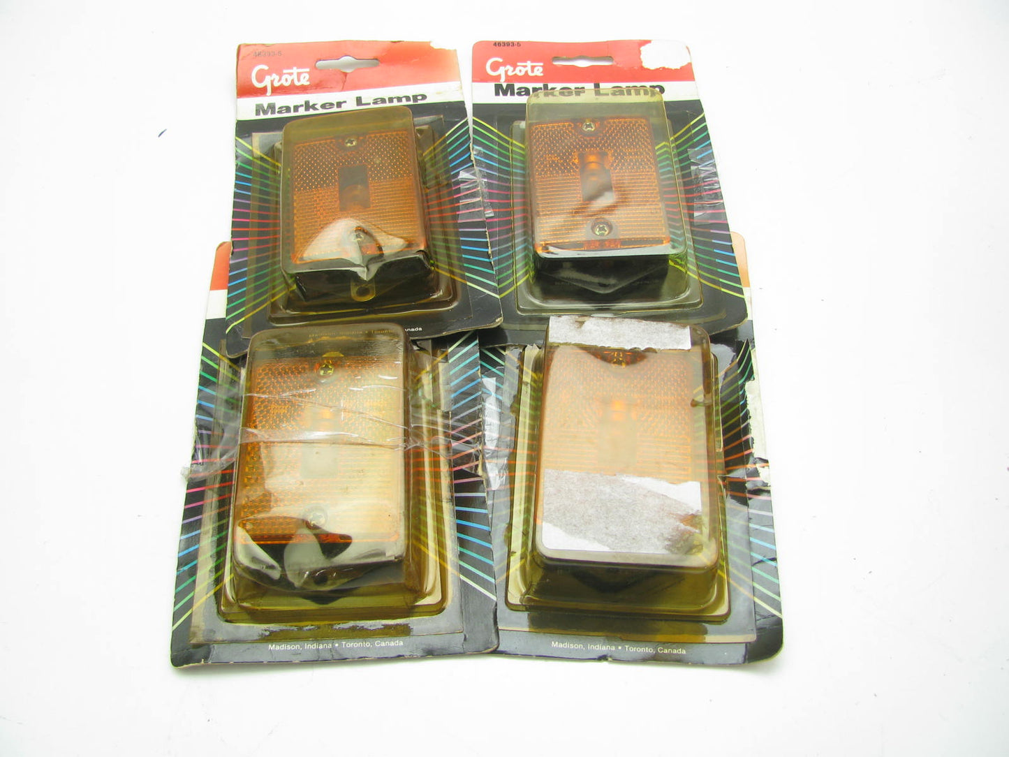 (4) Grote 46393-5 Rectangular Bulb Clearance Side Marker Light Lamp - AMBER