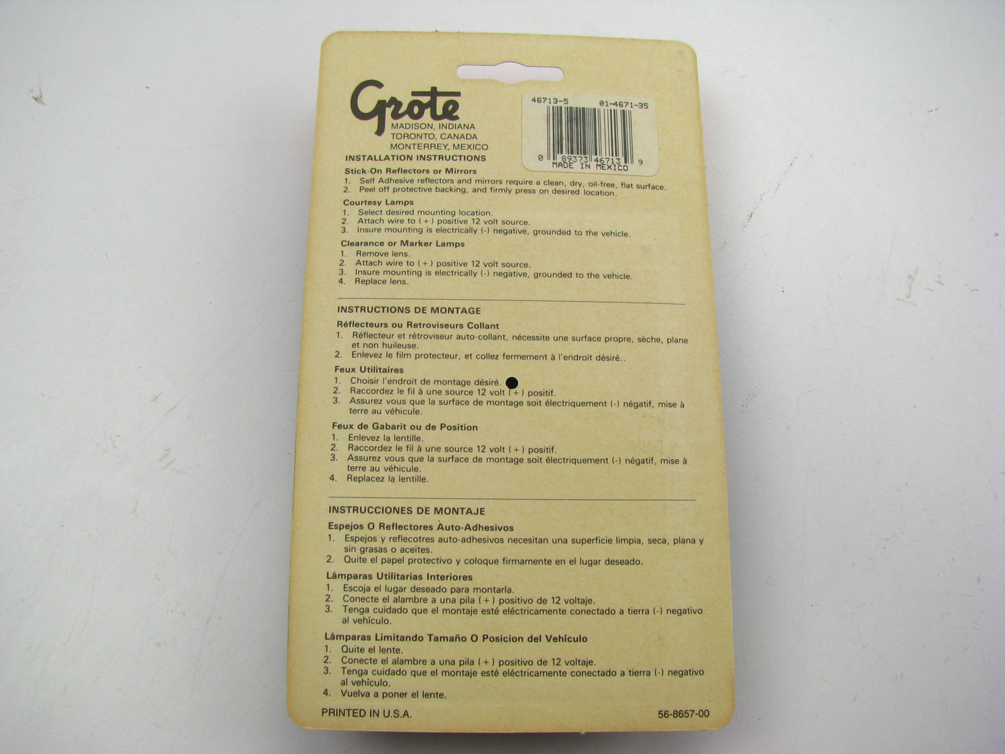 Grote 46713-5 Side Marker Light Single-Bulb Oval Clearance / Marker / Yellow
