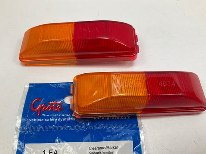 (2) Grote 46740 Rectangular Clearance Marker Light, Split Lens Amber & Red