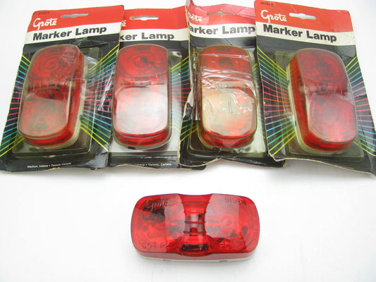 (x5) Grote 46792-5 Two-Bulb Square-Corner RED Clearance Marker Lights