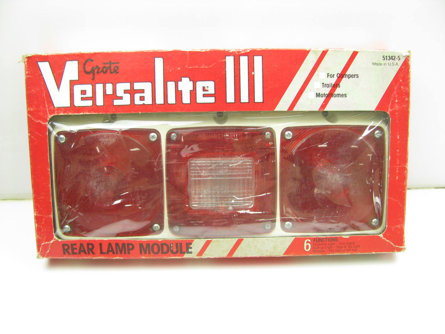 Grote 51342-5 Versalite Rear Triple Lamp Tail Light Module - Red - Made In USA