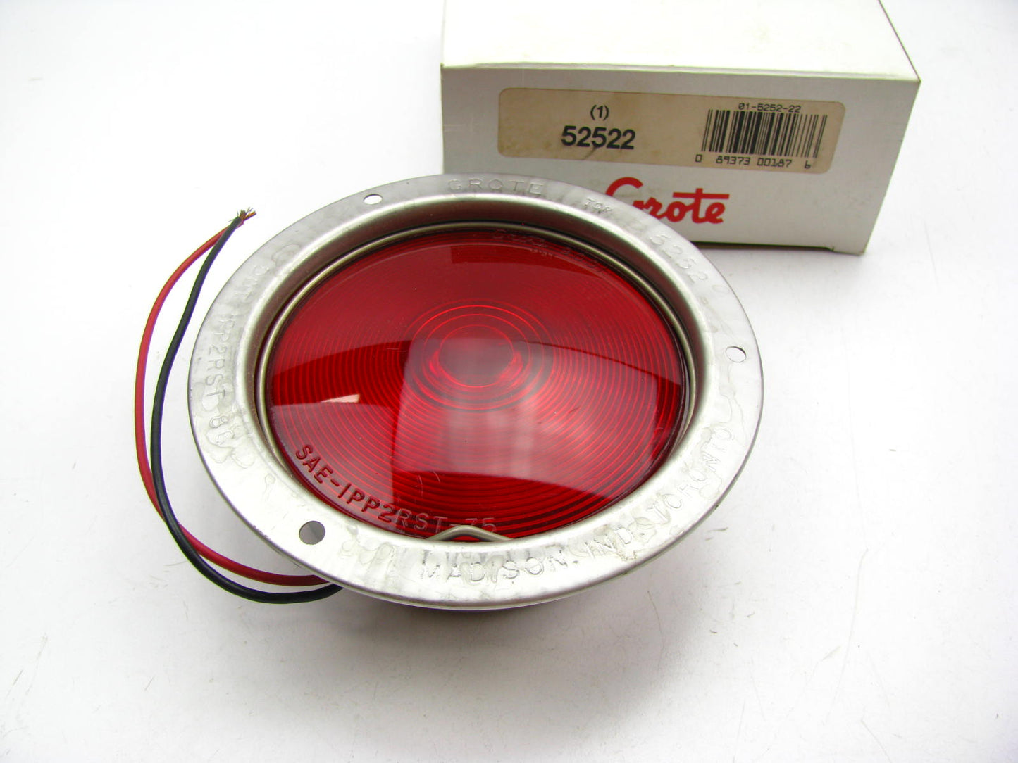 Grote 52522 Tail Light Lamp , Economy Stainless Steel Red Light Easy Snap Lens