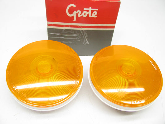 (2) Grote 52773 Yellow Torsion Mount II 4'' Stop Tail Turn Light Lamps