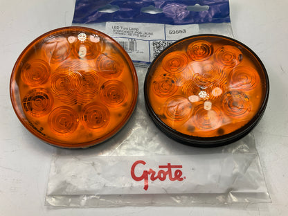(2) Grote 53553 SuperNova 4'' Amber 10-Diode LED Stop Tail Turn Light Lamp