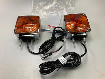 (2) Grote 55340 Stop / Tail / Turn Tail Light Lamp Red 2-Stud Chrome W/Pigtail