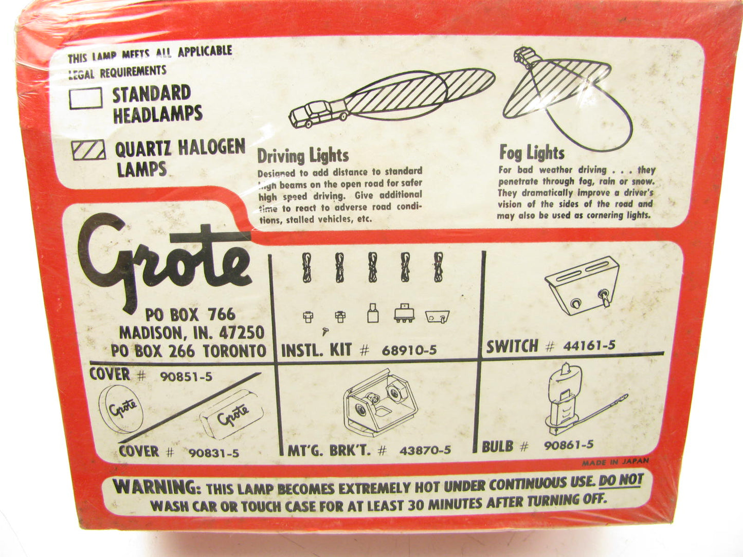 Grote 64161 Fog Light Lamp - 6-1/2'' Wide X 2-1/2'' High X 3-1/2'' - 12V 3/8'' Post