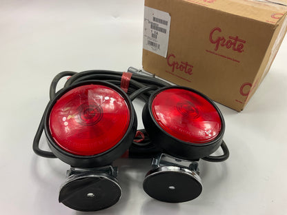Grote 65402-4 Magnetic Round Red Trailer Towing Light Lamp Kit 4 Pole Connection