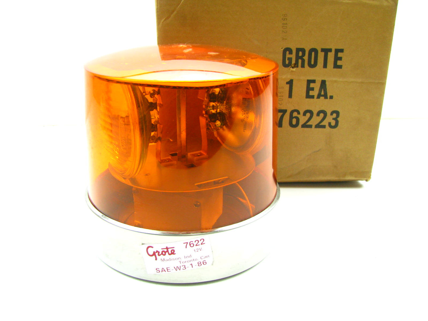 Grote 76223 2 Sealed Beam Roto Beacon Strobe Light Stainless Steel AMBER