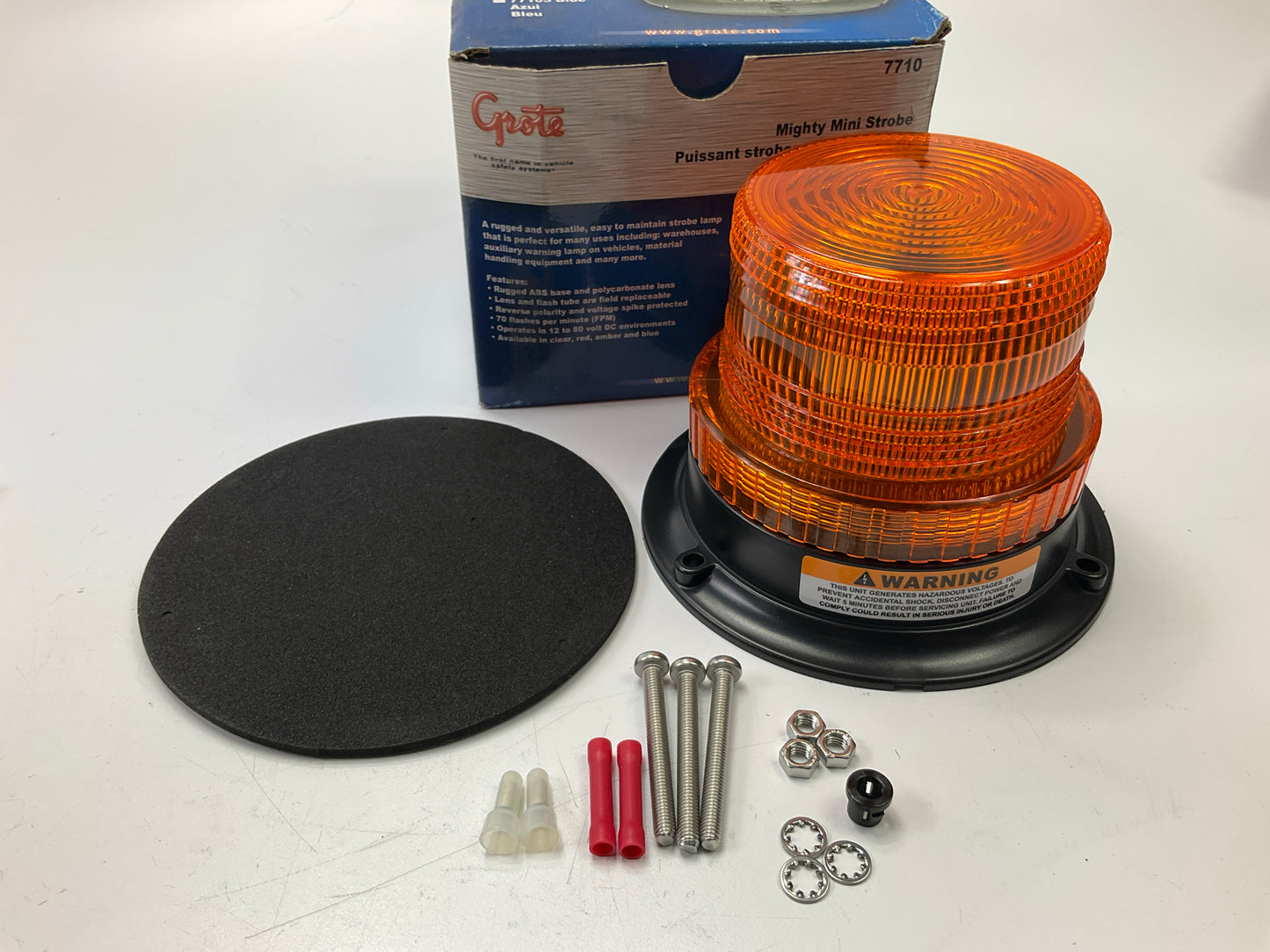 Grote 7710 Mighty Mini Amber Lens Strobe Beacon Permanent Mount Lamp Light