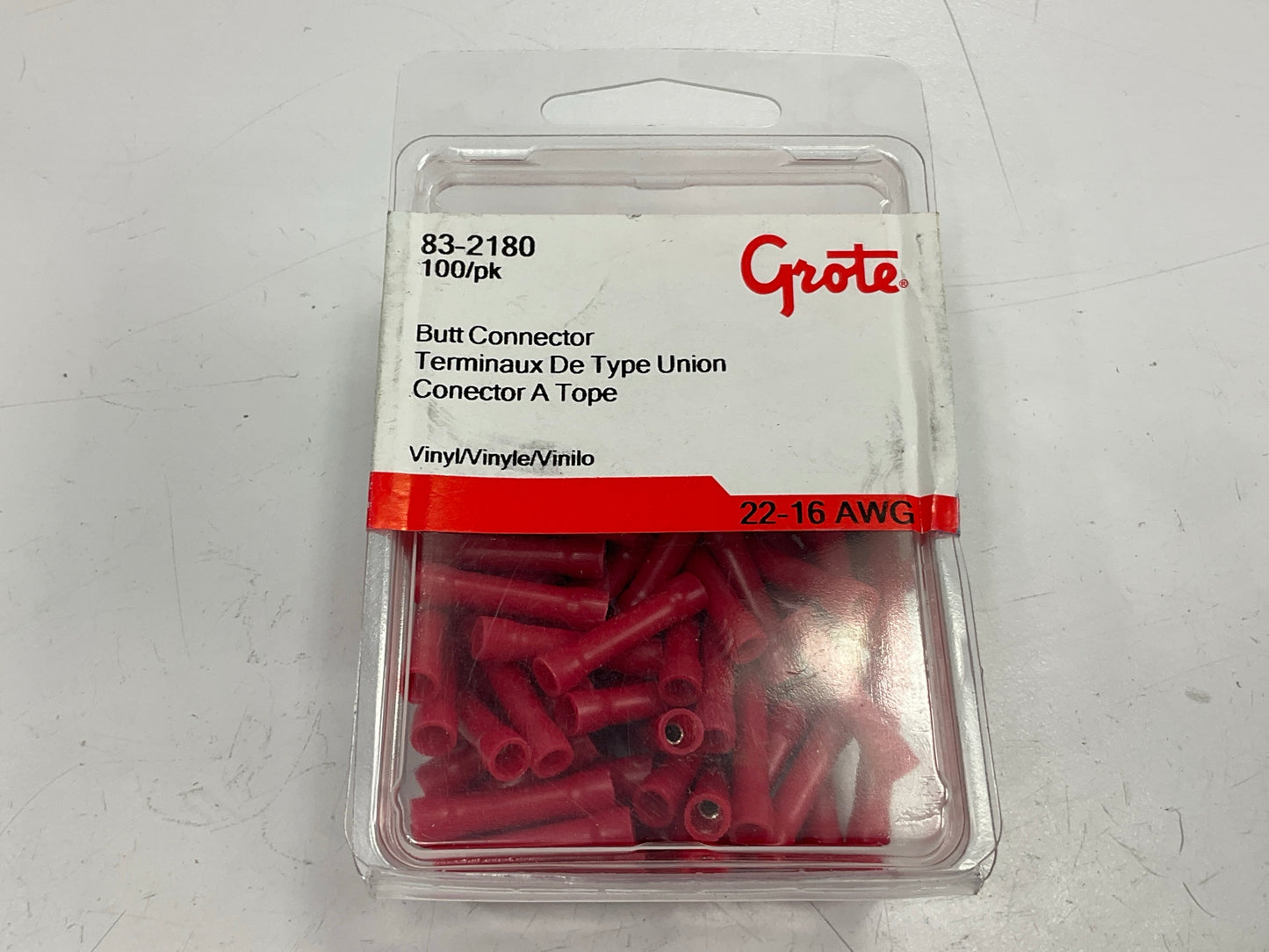Grote 83-2180 Vinyl Butt Connectors, 22 - 16 Gauge - 100 Pack