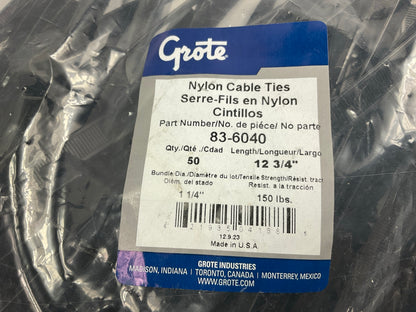200 Pcs Total - Grote 83-6040 Dual Clamp Nylon Cable Ties 12-3/4'' Long, 150 Lbs