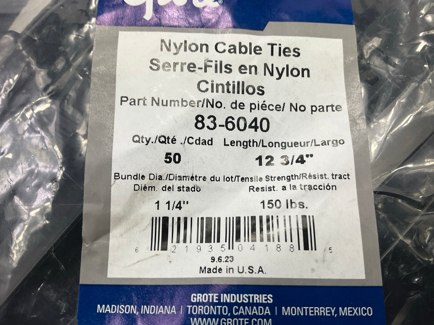 Grote 83-6040 Dual Clamp Nylon Cable Ties 12-3/4'' Long, 150 Lbs,  50 Pack