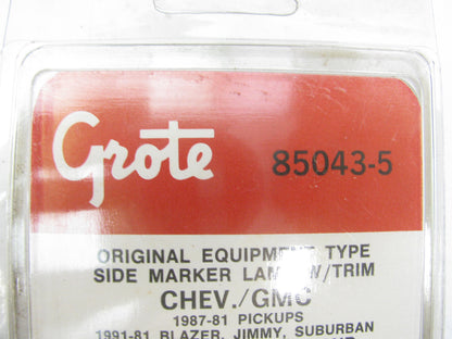 Grote 85043-5 Side Marker Light Front Right W/ Trim For GM Trucks