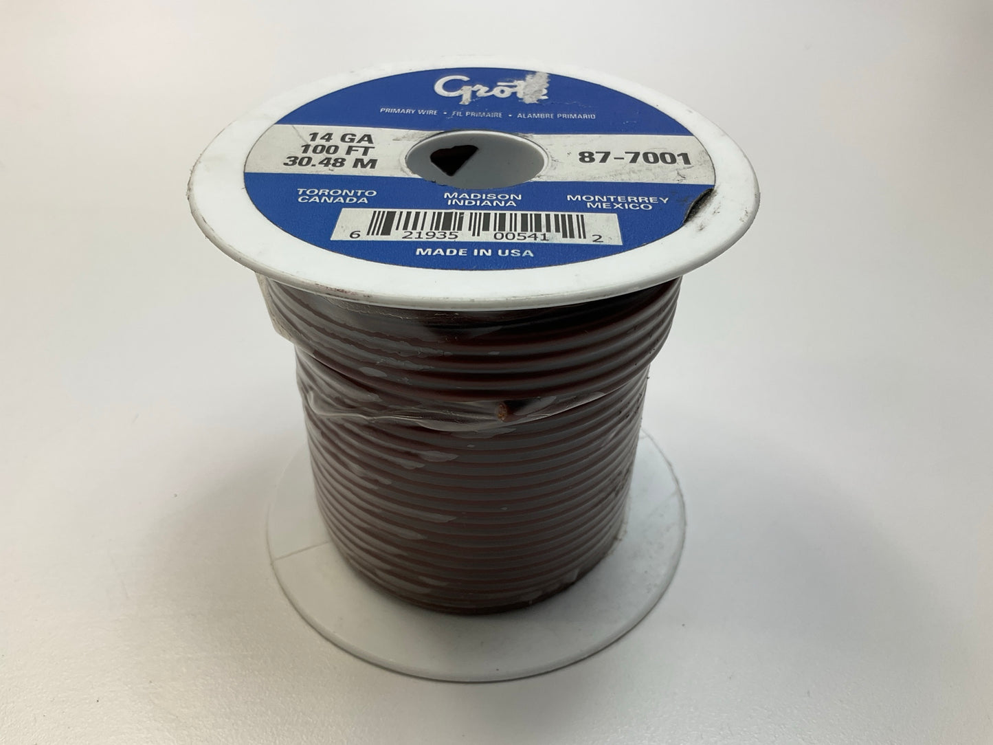 Grote 87-7001 General Purpose Thermoplastic Wire, 14 Gauge, Brown, 100' Feet