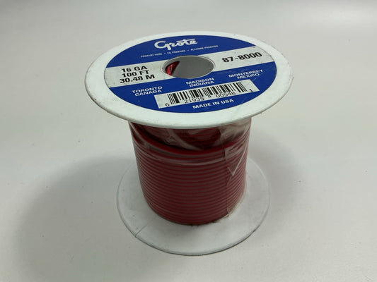 Grote 87-8000 General Purpose Thermoplastic Wire, 16 Gauge, Red, 100' Feet