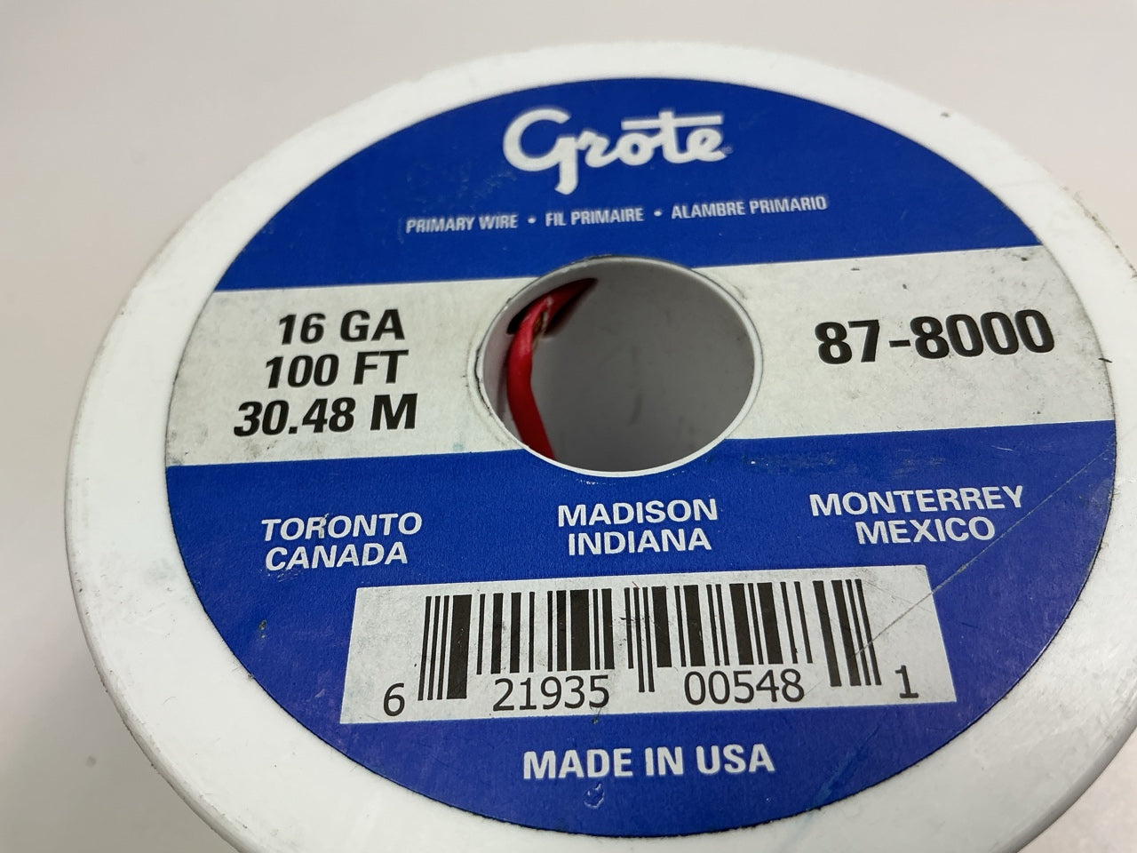 Grote 87-8000 General Purpose Thermoplastic Wire, 16 Gauge, Red, 100' Feet