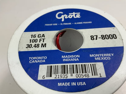 Grote 87-8000 General Purpose Thermoplastic Wire, 16 Gauge, Red, 100' Feet